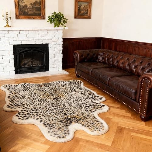 Leopard Print Rug, Cheetah Rugs 5.2x6.8ft Large Faux Cowhide Hide Skin Rug Animal Cheetah Printed Area Rug Carpet for Bedroom Livingroom Home Office thumbnail 6