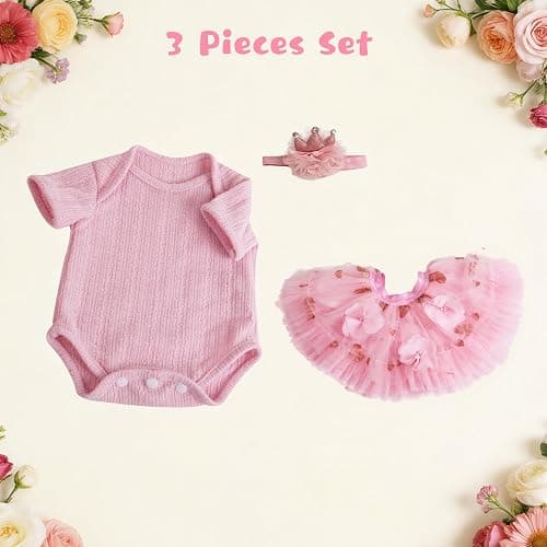 EKOKIZ Reborn Baby Dolls Clothes Girl Pink Baby Clothes for Dolls 17-20 Inches Doll Outfits and Accessories for Realistic Newborn Girl thumbnail 2