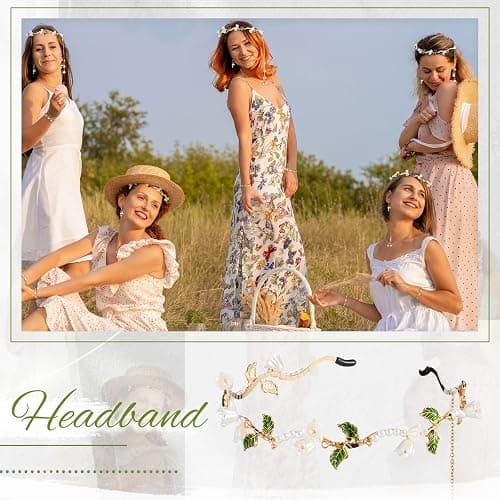 Tondiamo 4 Pcs Cherry Blossom Jewelry Set Cute Cherry Blossom Gifts Pink Flower Fairy Necklace Bracelet Dangle Earrings Headband Whimsical Jewelry for Women Bride Wedding Valentines Gift thumbnail 7