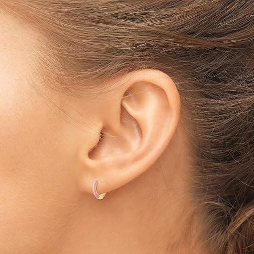 14K Gold Plated Sterling Silver Enamel Color Huggie Hoop Earrings for Women – Wide Range of Vibrant Color Options Available thumbnail 7
