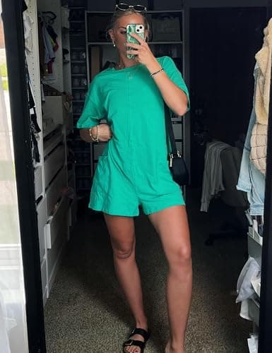 TAQCUX Rompers for Women Athletic Workout Hot Shot Tee Romper Casual Oversized Jumpsuits Overalls thumbnail 4