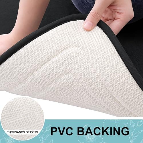 Grandaily Memory Foam Bath Mat Rug 24x16, Ultra Soft, Non-Slip and Absorbent Bathroom Rugs, Machine Wash Dry, Comfortable Bath Carpet for Bathroom Floor, Tub and Shower, Black thumbnail 5