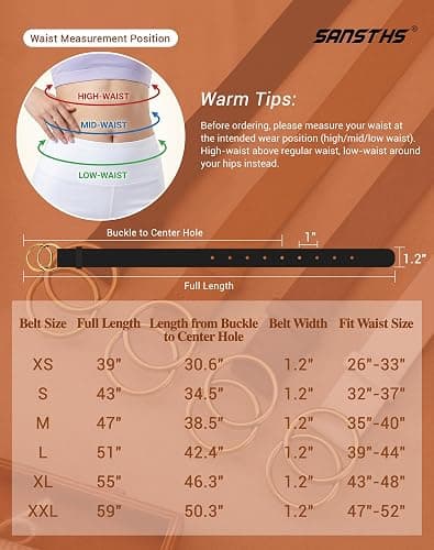 SANSTHS 3 Pack Women Waist Belts for Jeans Pants Dresses, Ladies Belt with Double O-Ring Gold Buckle thumbnail 2