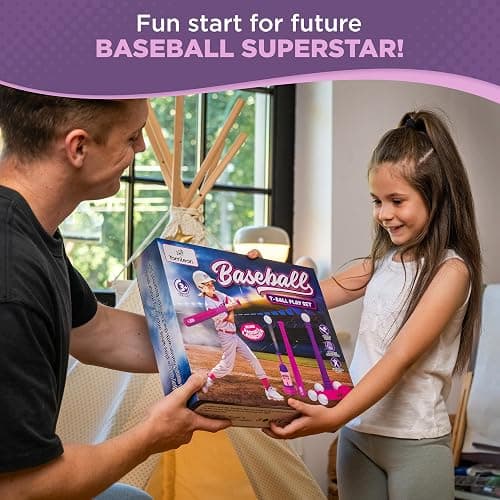 T Ball Stand for Kids and Toddlers 1-3, 3-5, 5-8. Baseball Set Includes 6 Large Balls, an Adjustable Tball Batting Tee, and a Pitching Machine. Kids Bat and T-Ball Set thumbnail 7