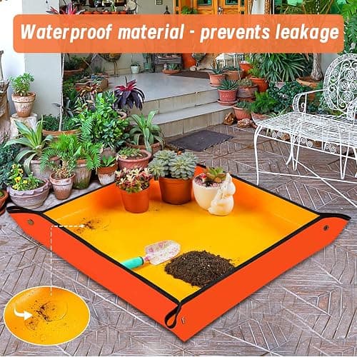 Repotting Mat for Indoor Plant Transplanting & Potting Soil Mess Control, 26.8" X 26.8" Portable Potting Tray Succulent Plant Mat Indoor Gardening Tools Gardener Gifts Plant Gift for Plant Lovers thumbnail 4