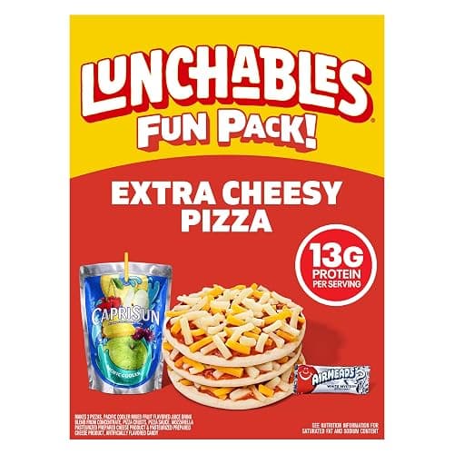 Lunchables Extra Cheesy Pizza with Capri Sun Pacific Cooler & Airheads White Mystery Fun Pack, 4.6 oz & 6 fl oz Package - Image 1