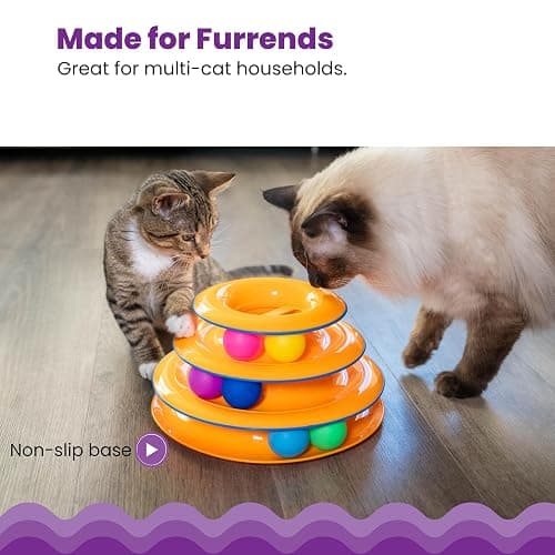 Catstages Tower of Tracks 3-Level Cat Track Toy with 6 Balls, Interactive Toy for Indoor Cats, Orange thumbnail 4