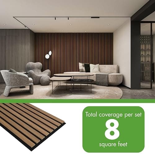 Art3d 4-Pack 12" x 24" Soundproof Wood Slat Panels, 8 sq.ft Acoustic Wall Panels, 3D Wall Panels with Wood Slat Design, Decorative Wood Wall Panel for Accent Walls-Deep Walnut thumbnail 4