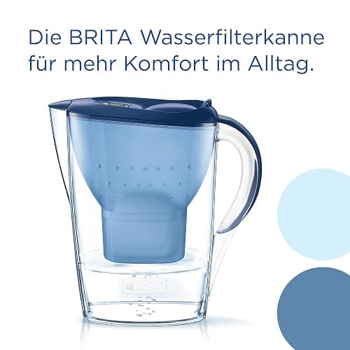 BRITA Wasserfilter Kanne Marella blau (2,4l) inkl. 3x MAXTRA PRO All-in-1 Wasserfilterkartusche – Filter zur Reduzierung von Kalk, Chlor, Blei, Kupfer & geschmacksstörenden Stoffen im Wasser thumbnail 2