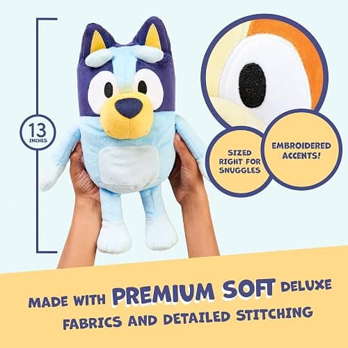 Bluey Talking Plush Toy, 13” Bluey Toys Plush Stuffed Animal, Singing Dog Toys for Kids with 9 Different Phrases, Musical Talk Back Toy Gift for Kids - Bluey thumbnail 8