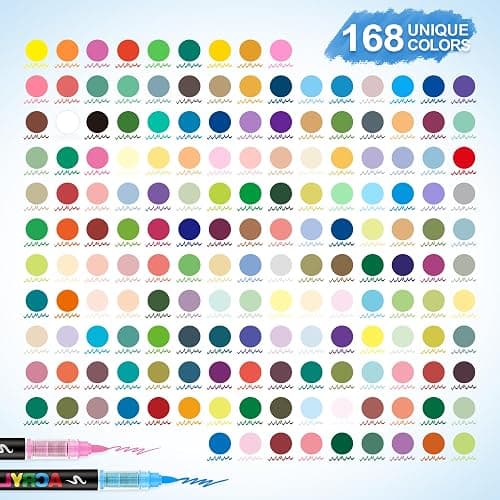 Guangna 168 Acrylic Paint Markers, Brush Tip Acrylic Paint Pens, Quick-Drying Waterproof Ink, for Rock Painting Plastic Wood Canvas Glass Ceramic Metal Art Crafts Supplies Gift thumbnail 4