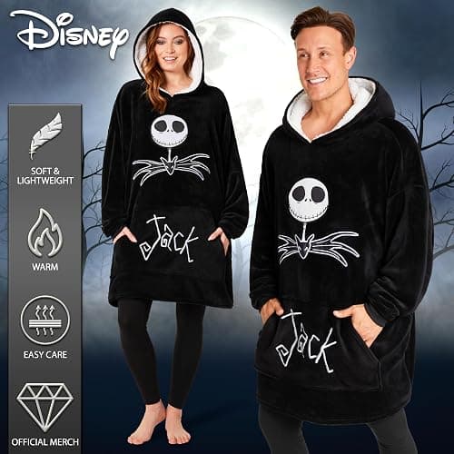 Disney Felpe con Cappuccio da Donna Felpa Coperta Oversize in Pile Felpa Invernale Donna Ragazza Stitch Jack Skellington thumbnail 5