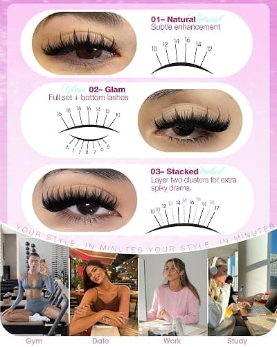Manga Lash Clusters with Spikes Fairy Eyelash Clusters Wispy Cluster Eyelash Extensions 80D 100D Anime Lash Clusters with Bottom Lashes Natural DIY Individual Lashes by Lanflower thumbnail 7
