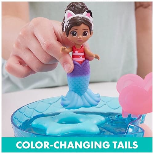 Gabby's Dollhouse, Purr-ific Pool Playset with Gabby and Mercat Figures, Color-Changing Mermaid Tails and Pool Accessories Kids Toys for Ages 3 and Up thumbnail 4