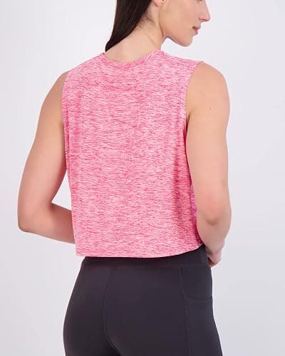 Real Essentials 5 Pack: Women's Dry Fit Crop Summer Tank Top - Gym Yoga Workout Sports Tee (Available in Plus Size) thumbnail 4