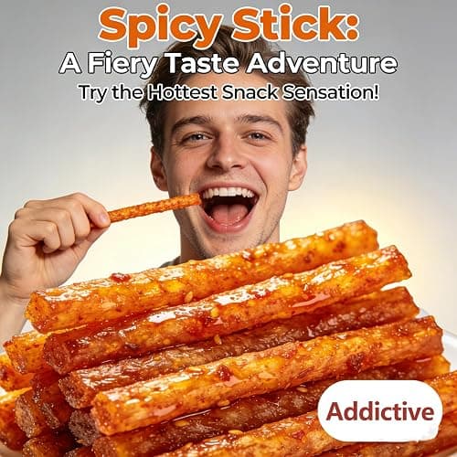 4 Pcs Latiao Spicy Gluten Strips,Chinese Special Casual Spicy Snack Food, Made From Wheat/Chili/Spice, Low Sugar and Low Calories, Best Vegan,Casual Office Outdoor Parties Snacks(100gx4) (4-pack-1) thumbnail 8