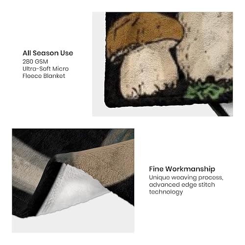 Mushroom Blanket Gifts for Women Soft Cozy Fleece Flannel Mushroom Throw Blanket All-Season for Sofa Couch Cottagecore Room Decor Blankets for Adults Teen 60"x50" Inches thumbnail 4