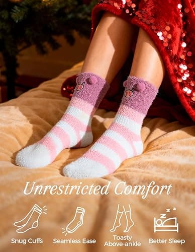 Fluffy Fuzzy Plush Sleeping Slipper Socks thumbnail 5