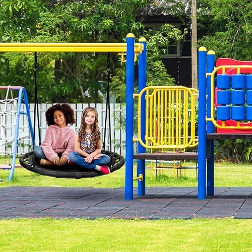 Sorbus Saucer Tree Swing -Kids Outdoor Disc Round Swing - 40" Heavy Duty 220lbs Seat- Easy Install Flying Saucer Web CircleSwing- Perfect for Gift,Playground, Birthday, Xmas, Indoor Outdoor TireSwing thumbnail 2
