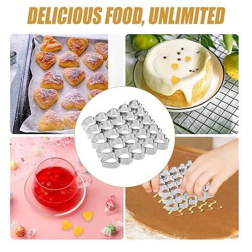 Tinoaly Heart Cookie Cutter, 25 Cavity Small Heart Shaped Cracker Cutter Stainless Steel Biscuit Molds for Baking Dessert Making Tool for Home Cake Shop Restaurants, 1.14x1.06 Inch per Size thumbnail 7