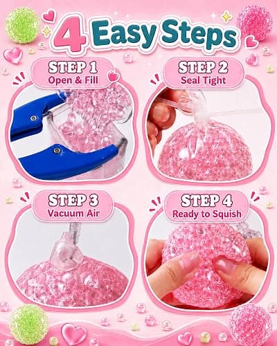 TXGSDXS DIY Squishy Making Kit – Create Your Own Squishy Stress Balls with 15 Transparent TPR Skins, Air Pump & Expander Tool, Squishy Maker Craft Kit for Adults, ASMR Sensory Stress Relief Toy thumbnail 6
