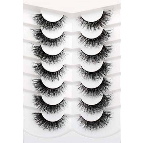 Pooplunch Manga Lashes False Eyelashes Doll Eye Natural Anime Lashes 8D Spiky Wispy Thick Faux Mink Eye Lash Strips 7 Pairs Pack - Doll-Eye|8-15MM thumbnail 2