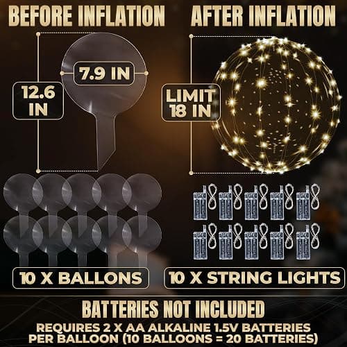 Light Up Balloons 10 Pack, 18 Inch Clear Balloons with LED Lights | Reusable Glow Decor with a String Light and Switch Inside Every Piece - Bright Accents for Weddings, Birthdays, Party Nights thumbnail 2