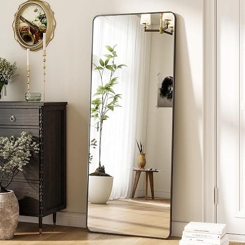 ZENOMIRRIS Black 21 x 56 Full Length Mirror Rounded Corner for Home Decor | Nano Floor Mirror with Stand Rect Full Body Mirror Aluminum Alloy Frame Standing Leaning or Hanging for Bedroom Checkroom thumbnail 9