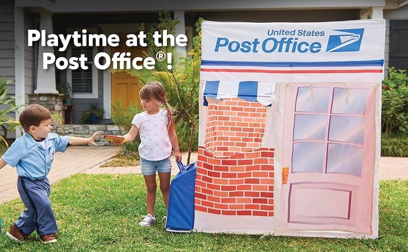 Kid Trax Pop Up Kids Magical Play Tent, Large Front and Rear Openings, Carrying Case Included, Easy Storage, USPS Post Office, White thumbnail 4