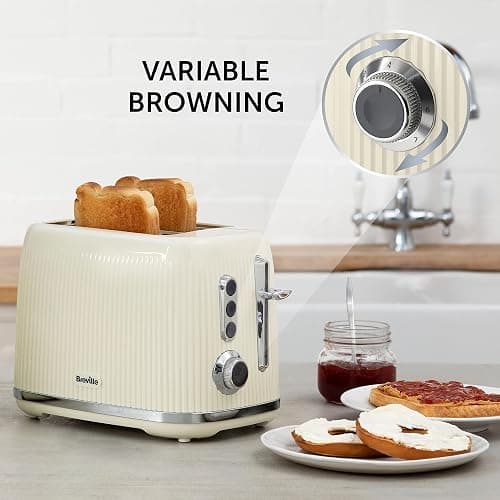 Breville Bold 2 Slice Toaster with High-Lift & Wide Slots | Cream & Silver Chrome [VTR003] thumbnail 4