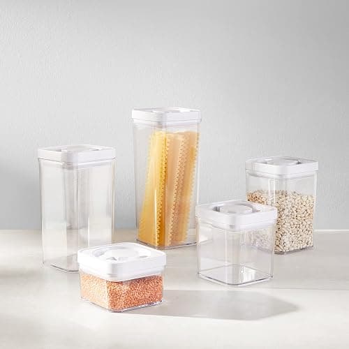 Amazon Basics Airtight Food Storage Containers, BPA Free, with Twist/Turn Lids, for Kitchen Pantry Organization, 10-Piece Square Set, Clear Plastic thumbnail 10