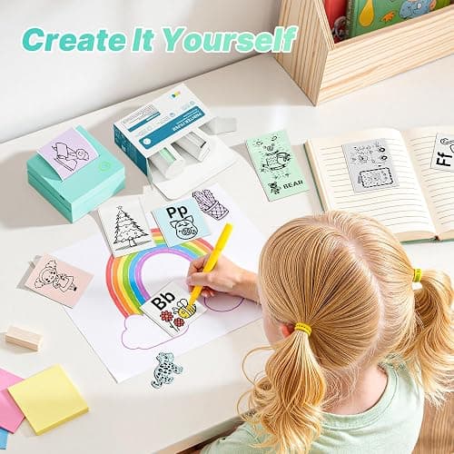 TYPONOS Sticker Printer, PM290 Mini Printer, Bluetooth Sticker Maker Machine with 3 Rolls Paper, Portable Print Pod for Study Notes, Journal, Lists, Pictures, DIY Gifts for School Office Home, Green thumbnail 6