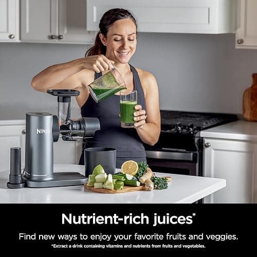 Ninja NeverClog Cold Press Juicer, Powerful Slow Juicer with Total Pulp Control, Countertop, Electric, 2 Pulp Functions, Dishwasher Safe, 2nd Generation, Charcoal, JC151 thumbnail 6