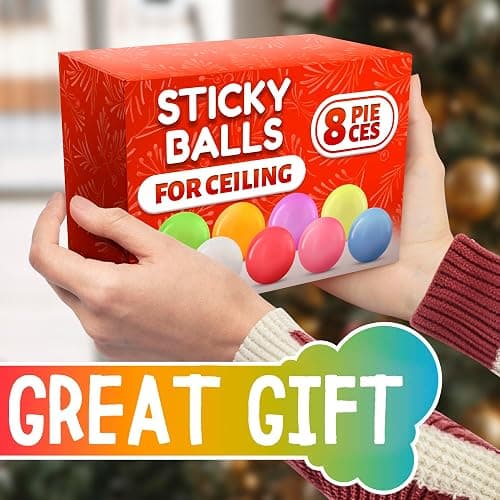 8-Pack Glow in the Dark Sticky Balls for Ceiling, 2 in, Soft TPR | Squishy Sticky Balls for Kids and Adults; Self-Adhesive, Sensory, Reusable; Neon Halloween Party Favors & Glow Toys for Kids thumbnail 6