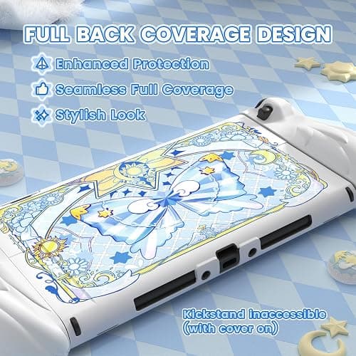 PlayVital Magic Wings Protective Case with Stand for Nintendo Switch 2 | Joycon Silicone Grips, PC Console Hard Shell, 2 Joystick Caps | Cute Animal Accessories Dockable Cover for Switch 2 - White thumbnail 5