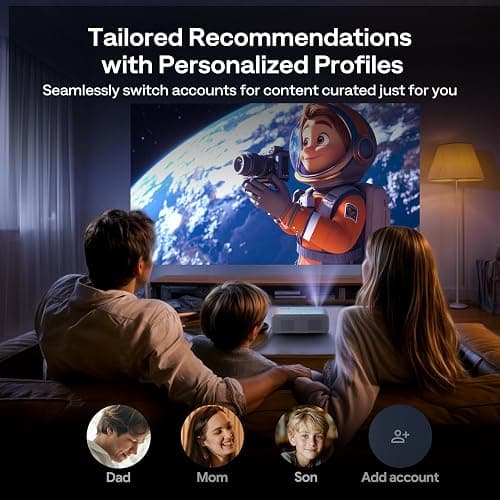 Aurzen EAZZE D1G Official Google TV 4K Supported Smart Projector with WiFi & Bluetooth, Auto Focus & Keystone, Dolby Audio, Zoom, Native 1080P Portable Mini Movie Projector for Home & Outdoor - Google TV System thumbnail 4