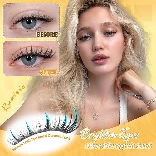 Manga Lash Clusters Fairy Eyelash Clusters Anime Cluster Eyelash Extensions 10-16mm Wispy Cluster Lashes Natural CD-Curly Lashes Clusters Individual Eyelashes for Clean Girl Makeup/No Makeup thumbnail 6