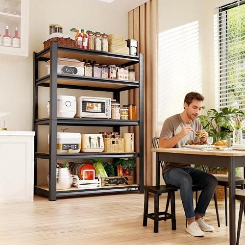 Garage Shelving-2050 lbs 5 Tier Storage Shelves,Adjustable Heavy Duty Metal Shelving Unit and Storage Large Rack,Utility Steel Shelf for Warehouse Industrial Pantry Basement Organizers 71"x46"x18" thumbnail 8