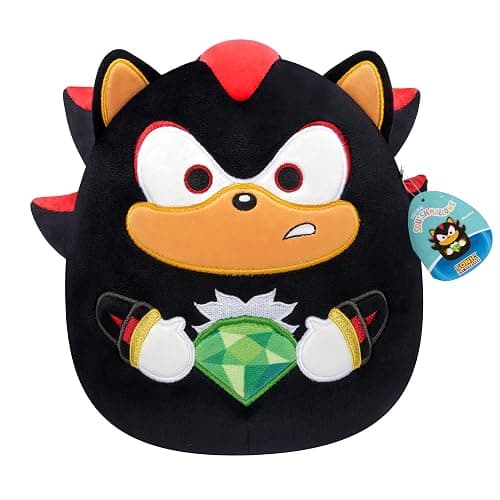 Squishmallows Original 14in “Sonic The Hedgehog” Shadow Holding Green Emerald Plush (Large) - Image 1