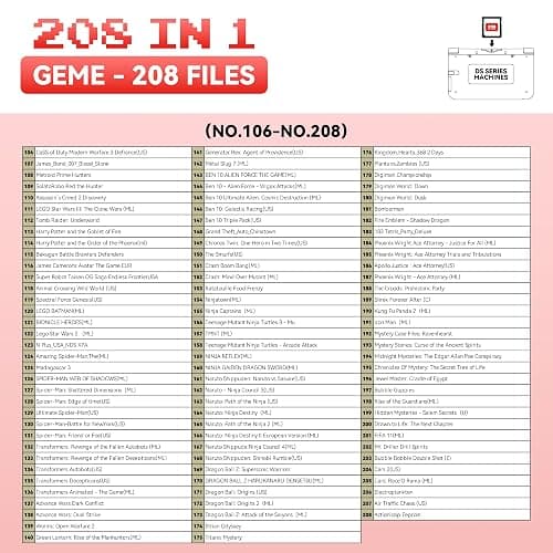 【2025 Newest】208 in 1 Super Combo Game Cartridge, Retro Game Pack Card Compilation with 208 Games thumbnail 4