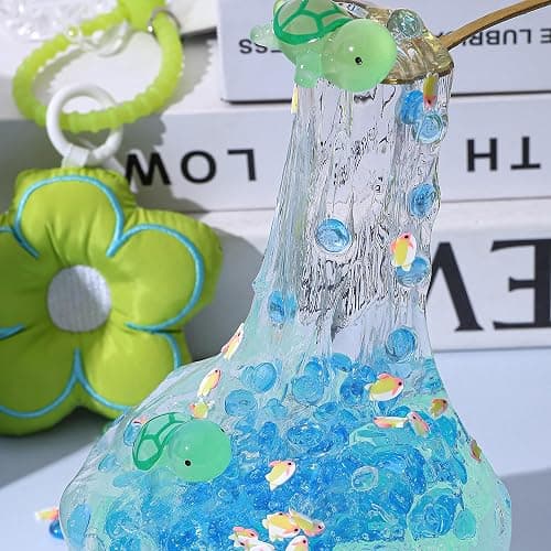Clear Glitter Slime Kit with Little Turtle Toy for Girls Age 6-14,Crunchy Slime Supplies for Kids,Fun DIY Craft Gift for Birthdays Party Favors thumbnail 4