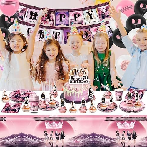 Blackp Geburtstag Deko, 95 Stück Geburtstagsdeko Set, Kindergeburtstag Deko Mit Tischdecke Pappteller Becher Servietten Cake Toppers etc, Geeignet für Kinder Themenparty thumbnail 2