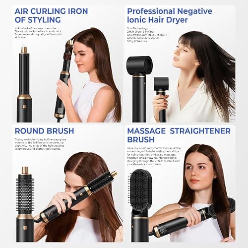 5 in 1 Hair Dryer Brush, Negative Ion Air Styler Wrap Hair Styler Upgrade Blow Dryer Brush Air Curler for Hair, Blowout Brush Set As A Gift for Straight/Curl/Drying/Smoothing thumbnail 8
