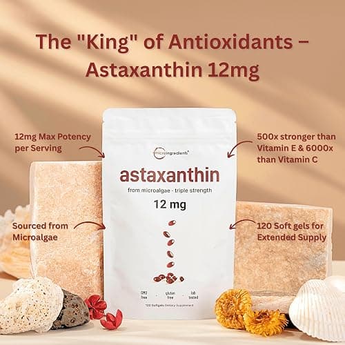 Micro Ingredients Astaxanthin 12mg, 120 Softgels, 4 Month Supply | Premium Astaxanthin Antioxidant Supplements* | Fresh Microalgae Source | Triple Strength, Easy to Swallow, Non-GMO, Soy Free thumbnail 4