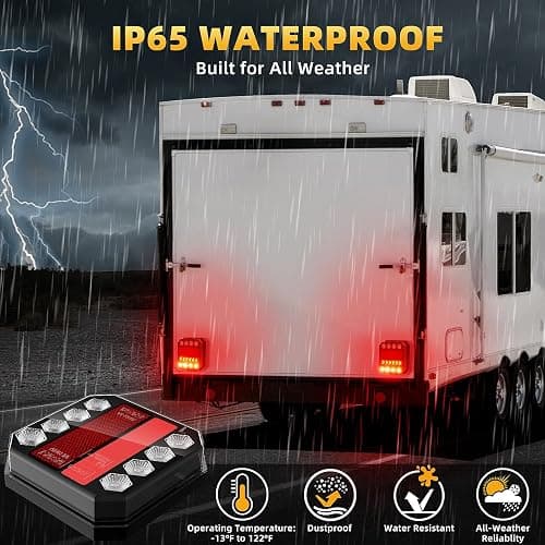 TLKTL Wireless Trailer Lights Magnetic, Wireless Tail Lights for Trailer | Rechargeable Tow Light LED Kit with Retro-reflectors for Trucks, Boat, RV, Vehicle, Caravan, IP65 Waterproof thumbnail 5