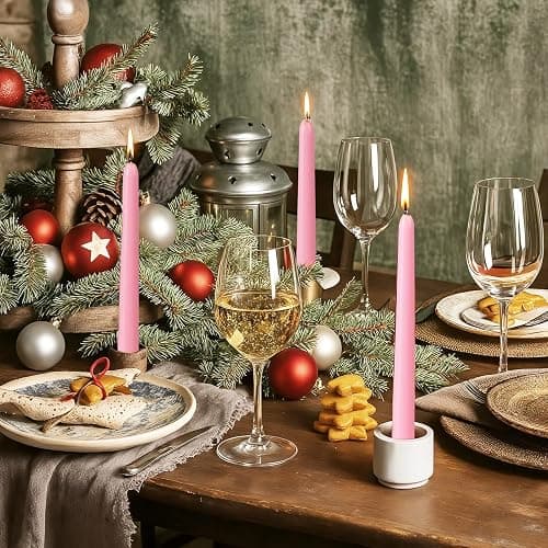 KONNI 0.87×10 Inch Pink Taper Candles, Unscented and Smokeless Tall Candlesticks, 10 Pack Tapered Candles with Cotton Wicks, Long Burning, Ideal for Weddings, Dinner Parties, and Home Décor thumbnail 5