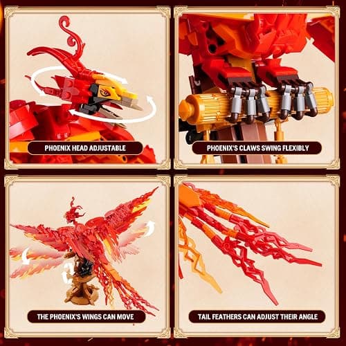 Moc Fire Phoenix Building Set，Compatible with Lego STEM Magic Phoenix Collection Model for Adults，Ideas Bird Toy Gift for Kids Boys and Girls Fans Ages 8+ 938 PCS thumbnail 5
