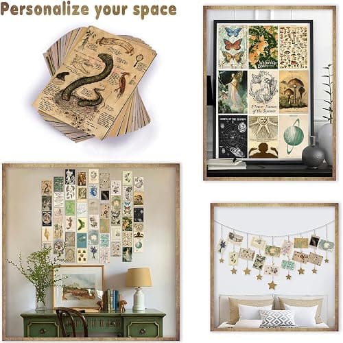 TWNSLLA Vintage Fairy Decor,Fairycore Wall Decor Aesthetic Wall Collage Kit,Cottage Core Wall Decor Vintage Posters for Room Aesthetic,Cotttagecore Mushroom Pictures,Whimiscal Decor Fairy Art Prints for Bedroom Home,Unframed,4x6inch,50pcs thumbnail 6