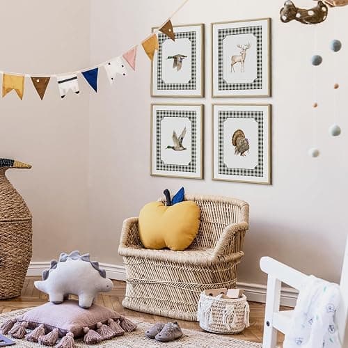 VONTP Hunting Animal Nursery Wall Art Decor, Rustic Turkey Deer Mallard Duck Nursery Prints Poster Wall Decorations for Kids Boys Girls Toddler Room Bedroom Playroom, 8x10 Inch Set of 4 (Unframed) thumbnail 4