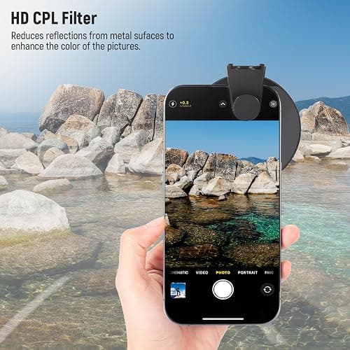 NEEWER CPL Filter for Phone, 67mm Camera Lens Polarizing Filter with Metal Cold Shoe Phone Clip Compatible with iPhone 16 15 Pro Max Plus 14 13 Pro Max Mini 12 11 X XS Max Samsung Galaxy, FL-27 thumbnail 2